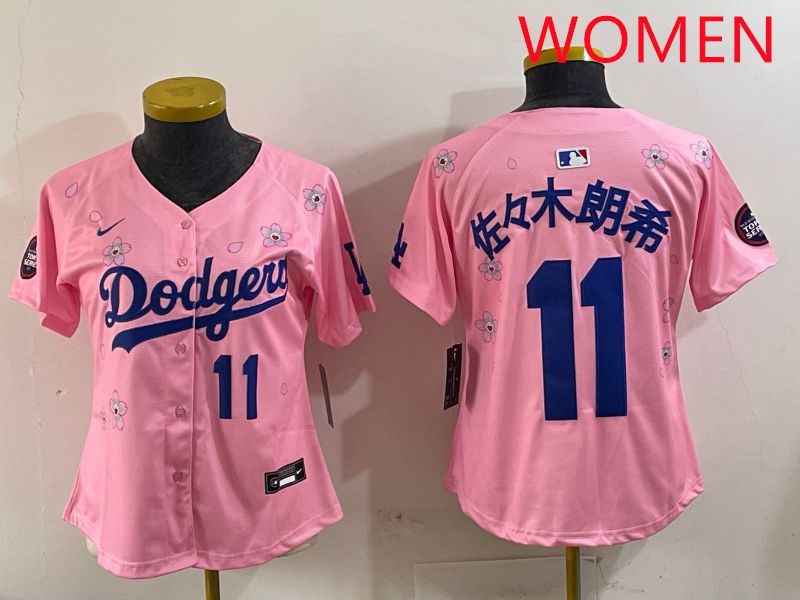Women Los Angeles Dodgers #11 R.Sasaki Pink Sakura Edition 2025 Nike MLB Jersey style 4->women mlb jersey->Women Jersey